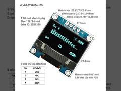 0.96'' I2C OLED-Displaymodul 128x64 Auflösung SSD1306 Schnittstelle