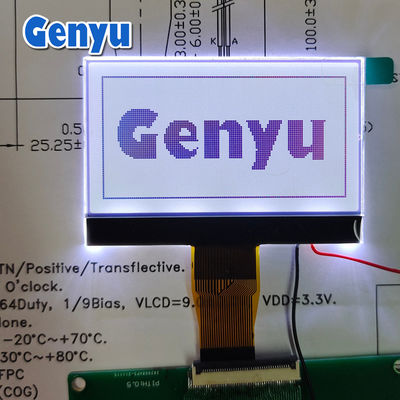 2.42 Zoll 128x64 Transflexive LCD-Display Bildschirm Weiß Hintergrundlicht 24PIN FPC-Anschluss